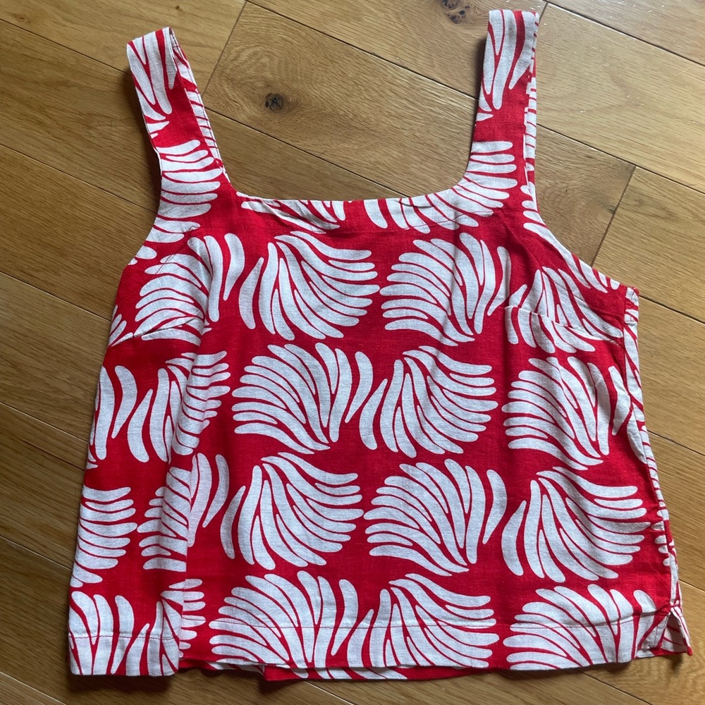 a new day Red and White Patterned Tank Top